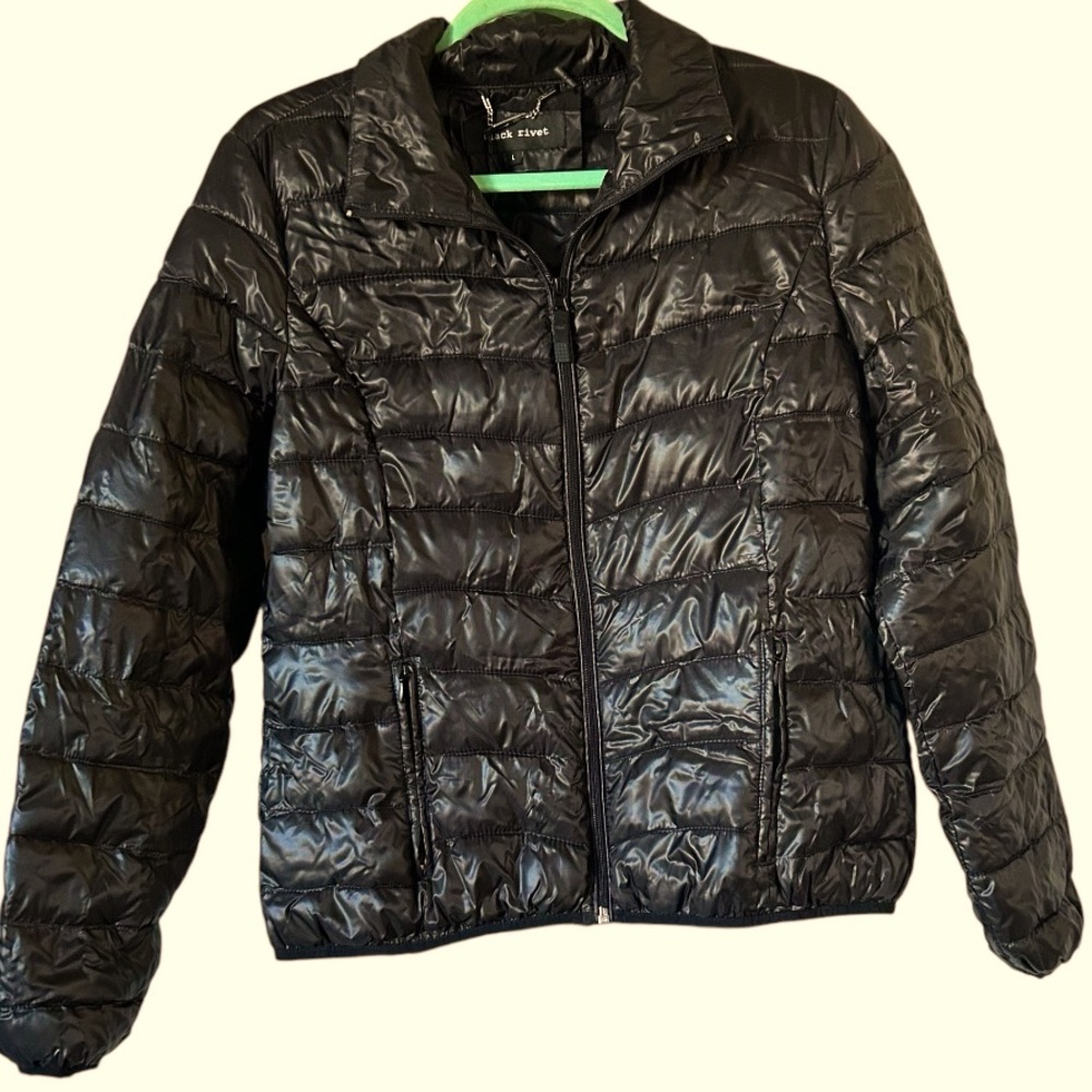 Black Rivet Packable Puffer Jacket Bag Included